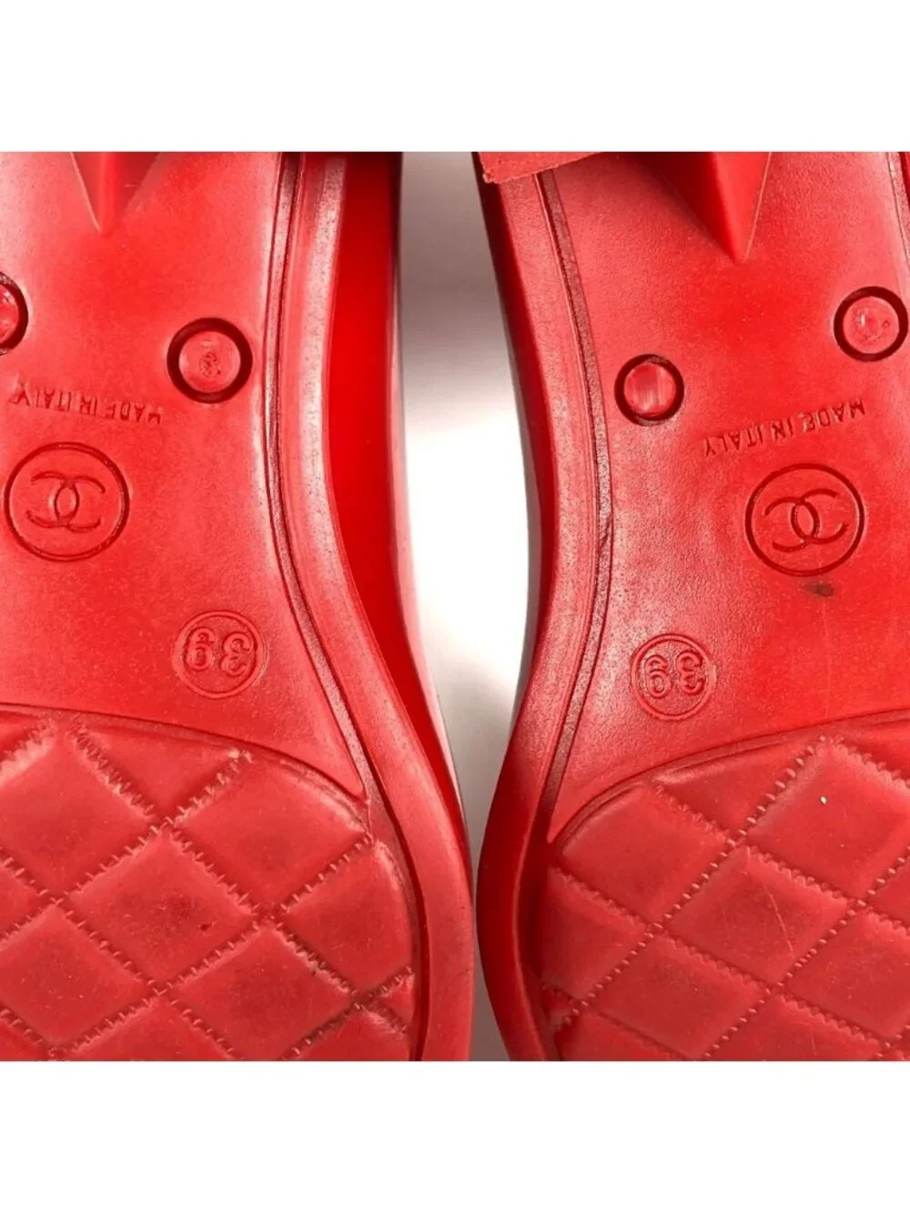 Chanel Rain Shoes Camellia CC Logo Rubber
